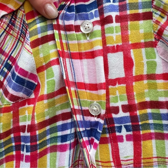 CAbi Cirque Bright Pastel Plaid Button Up Shirt - Picture 2 of 5